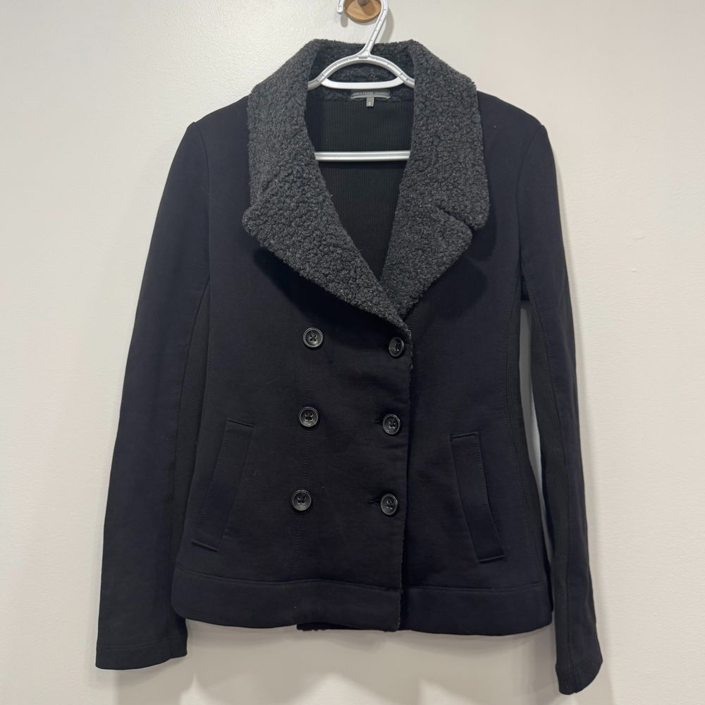 James Perse Womens Jacket 2 Double‎ Breasted Cotton Wool Knit Button Ribbed